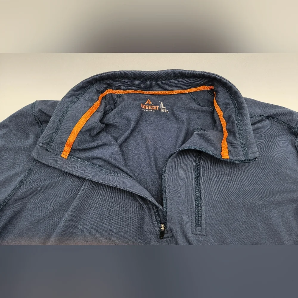 Ridgecut Toughwear Blue Quarter-Zip Performance Pullover Chest Pocket Size L - Picture 15 of 16